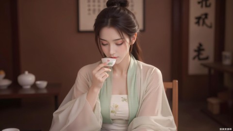 【AI咒语】宋朝女子汉服风格（品茶场景）ai绘画关键词免费分享学习！