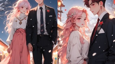 【AI动漫】幸福的一家【从相见到结婚怀孕有小孩】