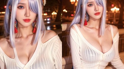 【AI绘画】虚拟网红少女露肩毛衣+49P