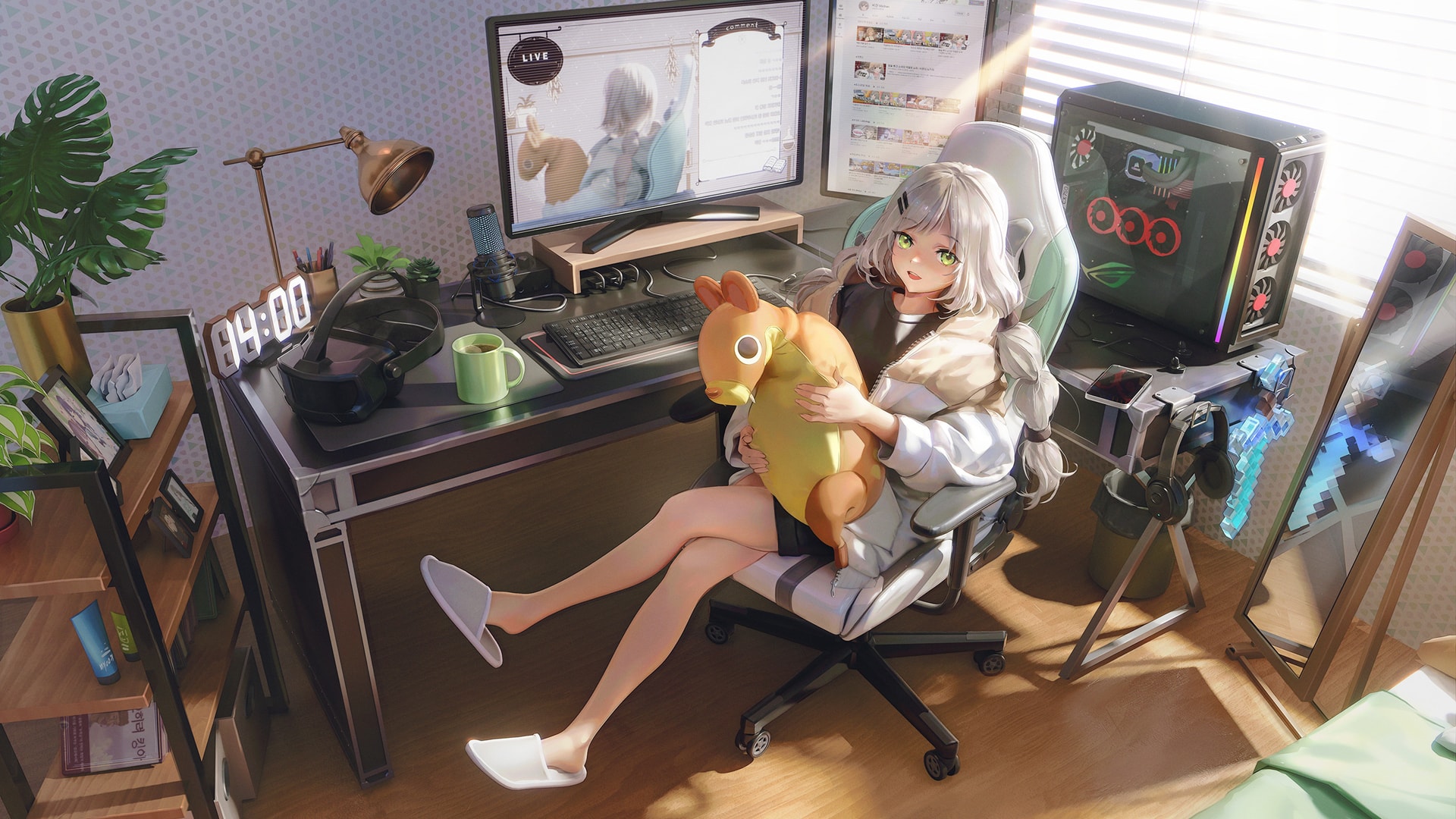 异世界房间里的美少女修长美腿高清动漫大图壁纸