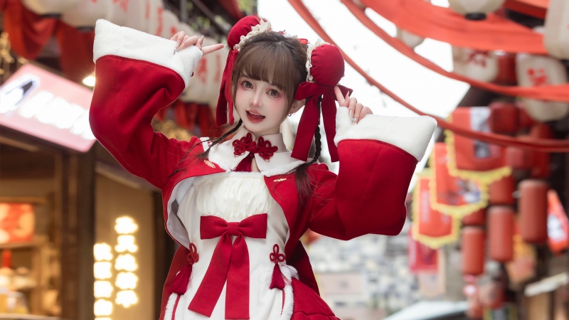 新春 喜庆 可爱 女孩 高清 壁纸